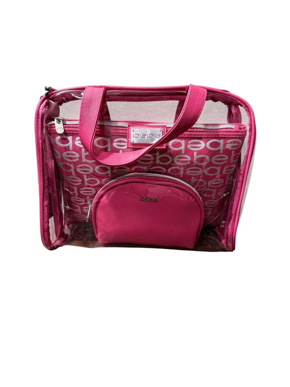 bebe 3-Piece Hot Pink Silver Multi Travel Pack